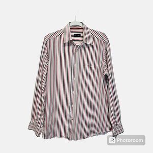 Massimo Dutti Shirt Men's Size Large Button‎ Up Long Sleeve Stripe Multicolor